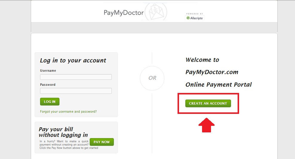 PayMyDoctor Portal Registration